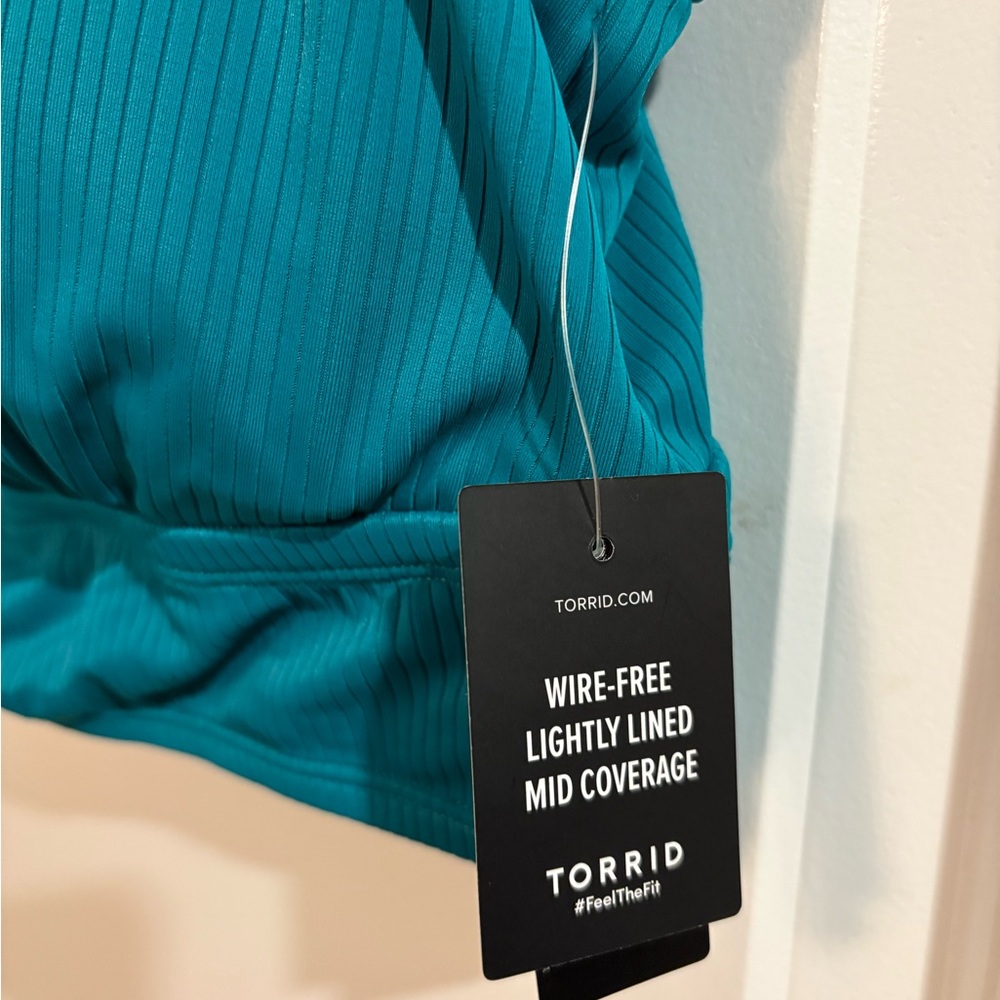 Torrid Teal Ribbed Racerback Bikini Top - Picture 5 of 7